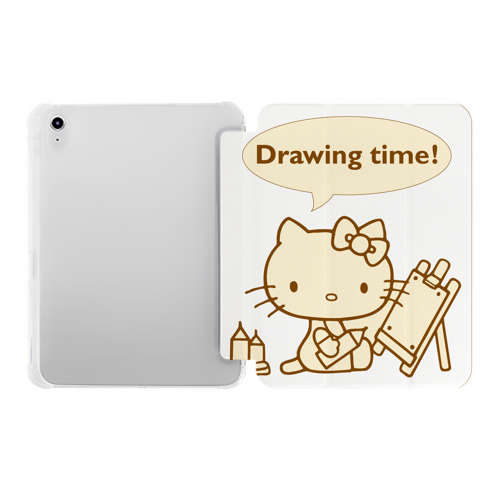 （画像用） Hello Kitty ハローキティ IPad ケース ペン収納付き 三つ折りスタンド PUレザー×シリコン 対応機種9.5/10.5/10.9インチ